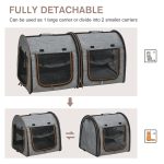 Portable Soft-sided Pet Cat Carrier With Divider, Two Compartments, Padded And Storage Bag, Grey - Image 7