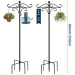 Two Heavy Duty 76 Inch Outdoor Metal Shepherd's Hooks Traditional Double Bird - Image 2