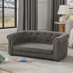 Pet Sofa With Arc-shaped Backrest And Armrests, Contemporary Rectangular Pet - Image 7