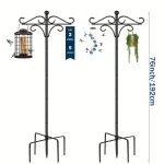 Two Heavy Duty 76 Inch Outdoor Metal Shepherd's Hooks Traditional Double Bird - Image 10